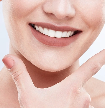 closeup beautiful snow white smile